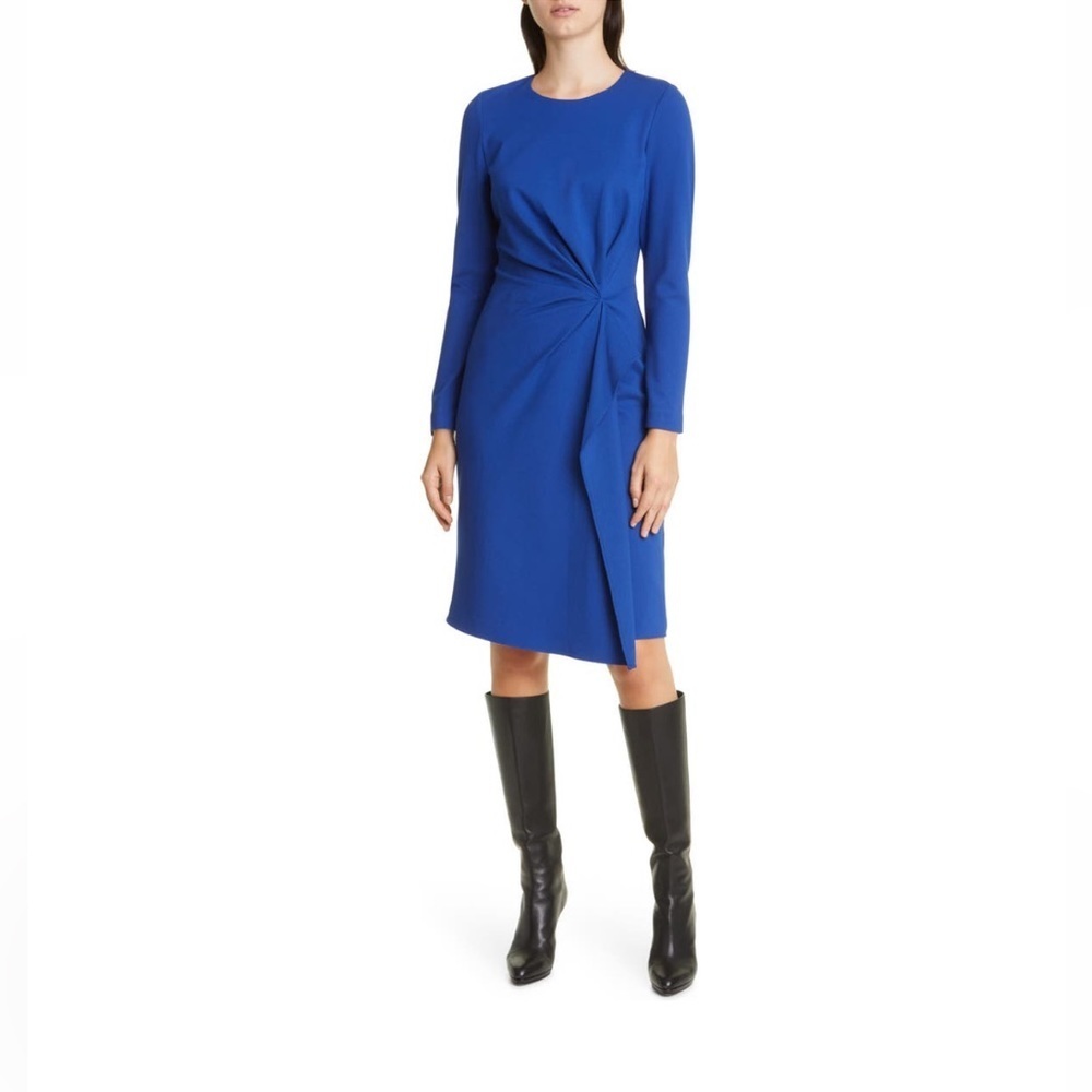 Kobi Halperin NEW Joanna Blue Gathered Knee-Length Sheath Dress Size Small